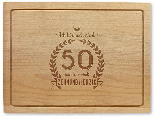 Holzschneidebrett mit Gravur - 50. Geburtstag, ca. 40 x 30 x 2 cm, Made in Austria, Nachhaltige Geschenkidee