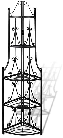 Homgoday Support de plante d'angle noir, meubles pour la maison, intérieur, extérieur, salon, chambre à coucher
