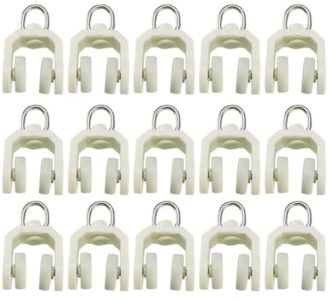 TA-VIGOR 30 Stück Vorhangschienenrollen, Edelstahl-Vorhangschienen-Riemenscheibe, Doppelrollen-Vorhangschiene, Vorhangschienengleiter für Fenster, Duschvorhangschienen