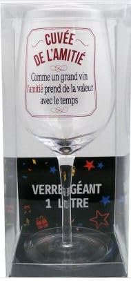 BAZOOKA VERRE À VIN GÉANT - 1 LITRE - LA CUVÉE DE L'AMITIÉ