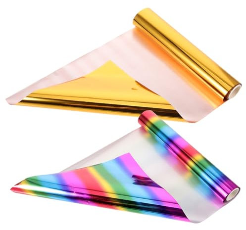 HOODANCOS 2 Rollen Transferfolienpapier Wärmeübertragungspapier nähen holographic foil holographische folie Überweisungs Papier DIY wärmeaktivierte Folie DIY Wärmeübertragungsfolien Zubehör