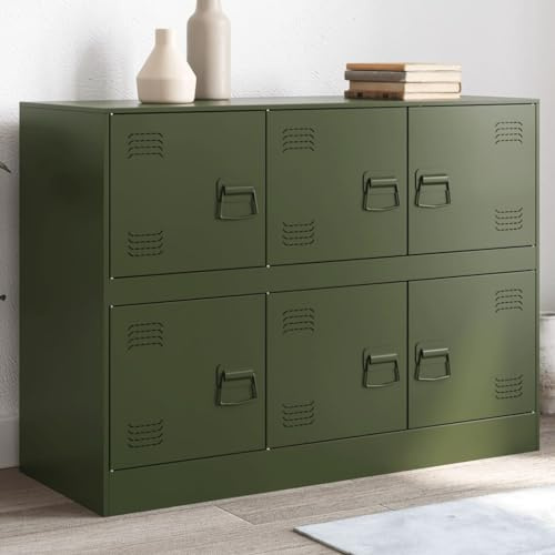Juroupi Aparador de Acero Muebles de Salon Mueble Auxiliar Cocina aparadores para Salon Verde Oliva 99x39x73 cm