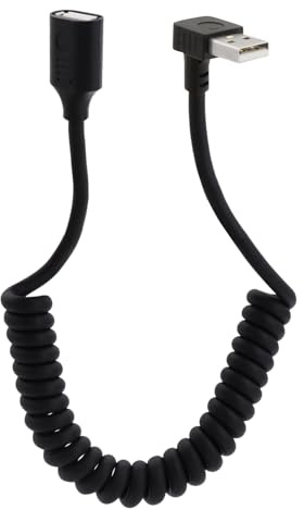 LANMINGLEL 90 Grad USB Stecker auf Buchse Federspiralkabel, Rechtwinkliges USB 2.0 Spiralkabel,Winkel USB Datenübertragungskabel für Maus, Tastatur, USB-Stick, Kartenlesegerät usw(nach unten)