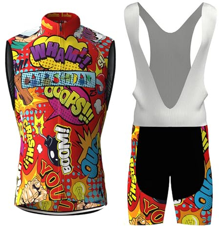 Conjunto Ropa Ciclismo Hombre Maillot de Bici MTB Verano Traje de Ciclista | Chaleco Ciclo Sin Mangas y Culotte Tirantes con 9D Gel Acolchado,Completa Bicicleta Transpirable Secado Rápido