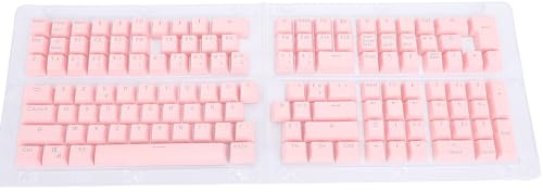 Plyisty Capuchons de Clavier Français 132 Touches, Ensemble de Capuchons de Clavier Mécaniques Translucides ABS, pour Claviers 61 64 68 84 87 96 98 100 104 108 Touches (Pink)