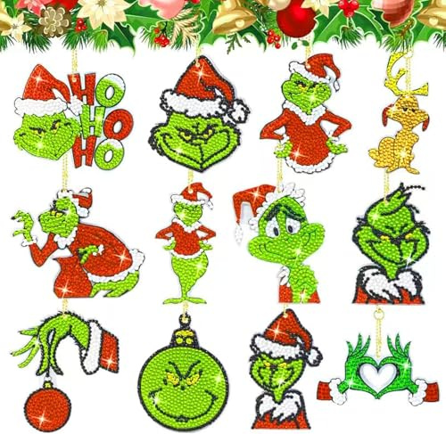 12 Stück Weihnachts-Diamant-Malerei-Schlüsselanhänger, 2025 Diamant-Malerei, Adventskalender, 5D-Weihnachtsanhänger, Edelsteinkunst, Weihnachtsdekoration, Geschenke, DIY-Kit, Kunst Weihnachten
