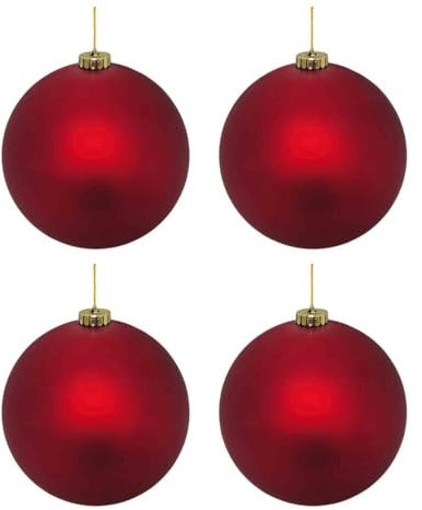 VEPATIM 4 Weihnachtskugeln Christbaumkugeln aus Kunststoff rot matt Ø10cm