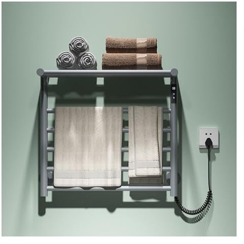GLYYR Scaldasalviette Elettrico Bagno, Smart Termoarredo Elettrico con Timer Incorporato, Display LED, Ip45 Impermeabile, Controllo Touch, Termoarredo Bagno Intelligente A Temperatura Costante