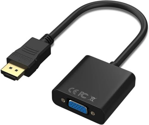 AYMBH Adaptateur HDMI vers VGA 1080p avec prise en charge audio, câble convertisseur HDMI mâle vers VGA femelle pour PC, ordinateur portable, moniteur, bureau, box TV, Xbox, PS4, et plus – Plug &