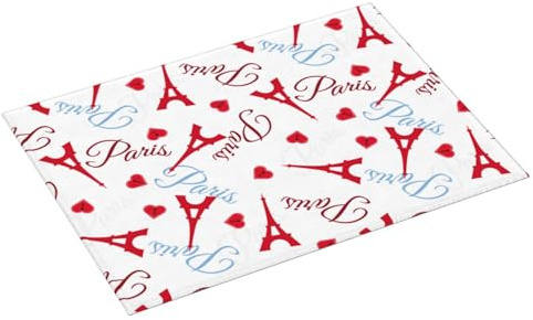 Alfombrillas grandes para secar platos para encimera de cocina, 18 x 24 pulgadas, absorbente de torre roja Eiffel, tapete de secado para encimera de cocina, tapete de microfibra con lazo para colgar