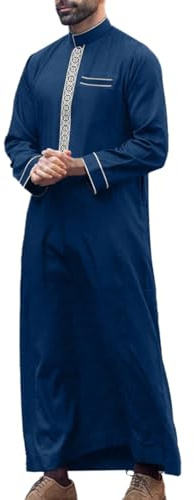 Generisch Arabische Kleidung Herren Muslim Kaftan Abaya Herren Gewand Robe Crew Stehkragen Thobe Arabisch Gebet Eid Kleidung Islamische Kleidung Aus Dem Nahen Osten Gebetskleidung für Männer