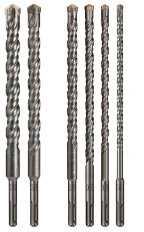 martillo perforador, Juego de brocas SDS Plus de 6 uds, broca de martillo de 8/10/12/14/18/20mm, brocas de impacto de 260mm, brocas cruzadas de hormigón for cerámica de mampostería(12mm)