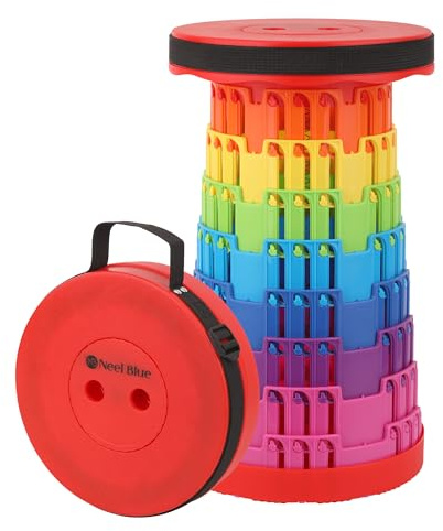 Trimming Shop Taburete telescópico plegable y plegable de servicio pesado, asiento plegable portátil y ajustable para camping, pesca, barbacoa, senderismo, uso en interiores y exteriores, con carga