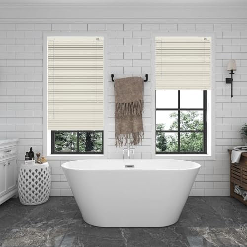 Persianas Venecianas Aluminio, Lamas de 5cm, Horizontales Blackout Estores, Medida 60 80 100 120 140 160 180 200cm para Ventana Interior Fácil Instalación(Light White)