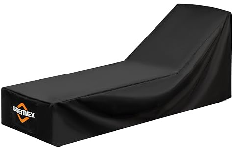 GREMEX Gartenliege Abdeckung Wasserdicht 210x75x70/40 cm - Sonnenliege Schutzhülle Gartenliege fur Schutz UV 6000 mm - Liegenabdeckung Wasserdicht mit Belüftungsnetz und 8 Klettverschlüssen