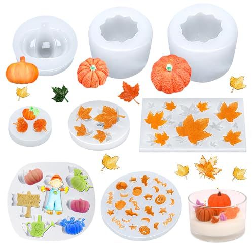 Stampo Silicone Zucca, Stampo Silicone Autunno, Stampo Foglia Acero, Stampi SIlicone Resina, per Raccolto Autunnale/Halloween/Ringraziamento/Decorazioni Artigianali Fai Da Te