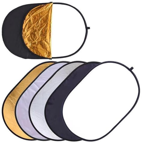 AMENGJ Rifletto di Luce per Fotografia Riflettore Fotografico multidisco Portatile 5 in 1 Ovale Pieghevole