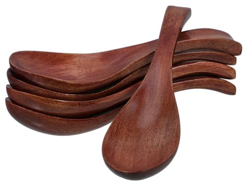 MAGICLULU 5 Pièces Cuillères Bois Japonaises avec Long Manche Cuillère à Soupe pour Riz Ramen et Soupe Ustensiles de Cuisine Pratiques et Faciles à Nettoyer
