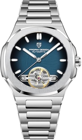 TAYSHILEY Pagani Design YS025 - Orologio da polso meccanico automatico da uomo, 42 mm, in acciaio inox, impermeabile fino a 100 m, quadrante in vetro zaffiro, corona a vite