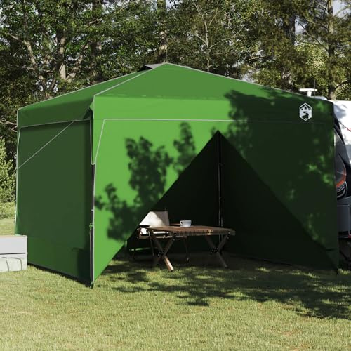 Gecheer Tente tonnelle verte 300 x 300 x 227/236/245 cm en tissu Oxford Tente de réception, chapiteau pour jardin, plage, famille, festivals, barbecues
