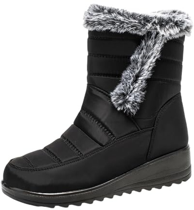 2026 Botines Mujer Pareja Hombres Mujeres Invierno Impermeable Cuñas Cremallera Mantener Caliente Botas de Nieve Cómodas Botas Mediadas Zapatos, Negro , 38 EU