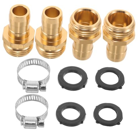 SEWOART 2 Sets Brass Garden Hose Repair Connector with Clamps High Pressure Resistant Hose Fittings for Garden Pipe Repair Quick Installation Kit for Outdoor Watering