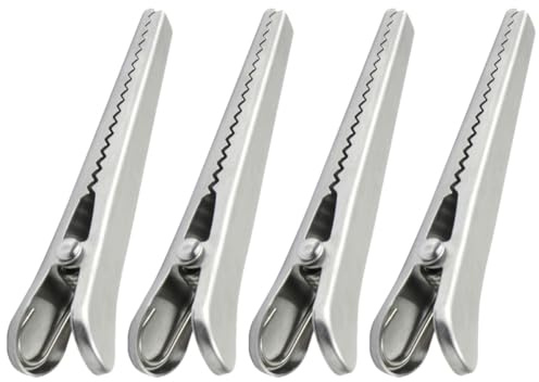 SUPVOX Clips pour Fermeture de Sachets Alimentaires en Acier Inoxydable, Légers et Portables, Lot de 4 Pièces Tête à Dents Conservation Optimale