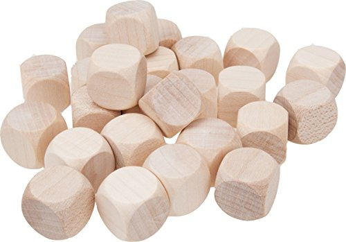Gico 25 x Dados en Madera Vida à peindre ou l'étiquette - UNE Longueur d'arête de 16 mm 5964