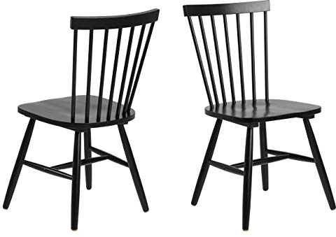 AC Design Furniture Susanne Esszimmerstühle 2er Set, Schwarzes Küchenstühle, Lackierte Holzstühle aus Birke, Stühle mit Hoher Rückenlehne und Vertikalen Latten, Esszimmermöbel im Skandinavischen Stil