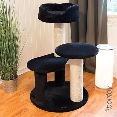 Bontoy Kratzbaum Kimba XXL I 93 cm hoch I Katzenbaum in SchwarzI Mittelgroßer Kratzbaum I 12cm Sisalstämme
