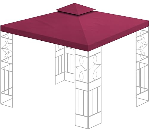 Ersatzdach 360g/m² Dach EXTRA STARK PVC Beschichtung Pavillondach 100% Wasserdicht Pavillon 3x3m (Bordeaux)