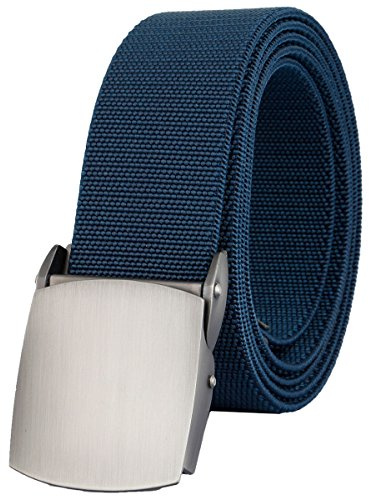 KYEYGWO Elastic Web Belts for Men Woman, Stretch Nylon Waist Belt with Pressing Alloy Buckle, Navy