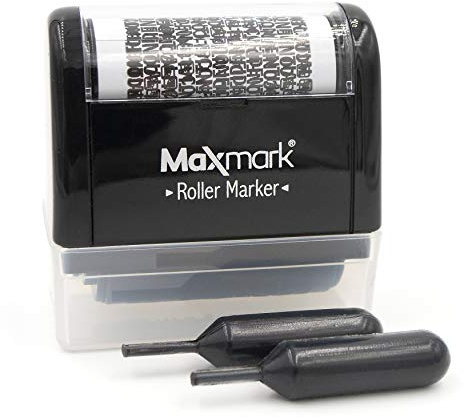 MaxMark Identity Theft Protection Stamp - Roller Stamp with Two Replacement Ink Tubes
