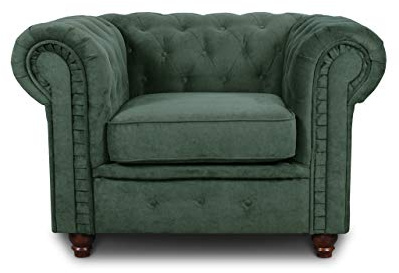 Sofnet - Sessel Chesterfield Asti (Grün, Capri 74) | Couchsessel, Loungesessel, Glamour Design, Holzfüße, bequeme Polsterung, stilvoll für Wohnzimmer