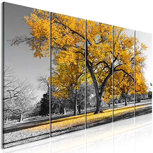 decomonkey Bilder Baum 200x80 cm 5 Teilig Leinwandbilder Bild auf Leinwand Wandbild Kunstdruck Wanddeko Wand Wohnzimmer Wanddekoration Deko Landschaft Natur