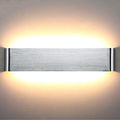 Lightess 18W 40CM Apliques de Pared LED Lámpara de Pared Interior Moderna 3000K Luz de Aluminio Iluminación para Salón Sala de Estar Dormitorio Baño Escalera (blanco cálido, plata)