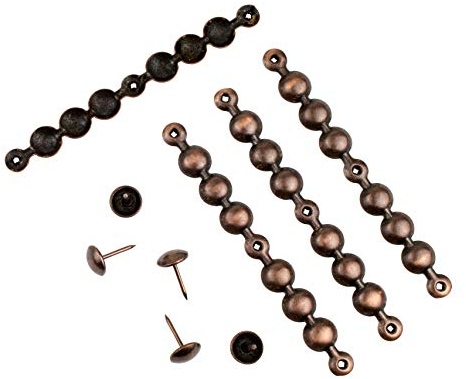 decotacks® Antique Copper Upholstery Nails/Tacks Trim 4in Long Strips, 7/16in Head Diameter,Covers 6,5 Yards DX0511AC-S6M