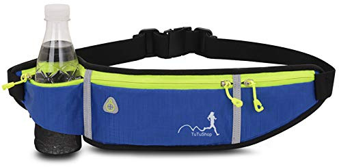 TuTuShop leichter Laufgürtel, leicht, verstellbar, mit elastischem Band, Laufhüfttasche, Handytasche, Zubehör für iPhone, Samsung, Laufgürtel & Workout-Bauchtasche für Herren/Damen, Blau