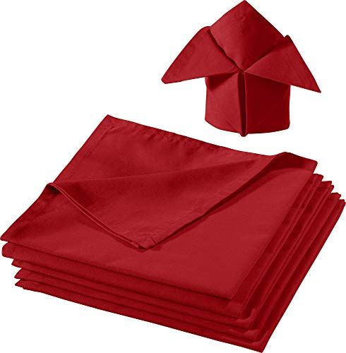 REDBEST Serviette, Stoffserviette 6er-Pack Seattle, 100% Baumwolle rot Größe 50x50 cm - Robustes, glattes Gewebe, mit Kuvertsaum (weitere Farben)