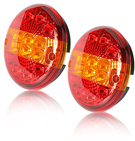 Qiping 2 x personbil släpvagnar bakljus rund LED vattentät bakljus 12 V 24 V lastbil