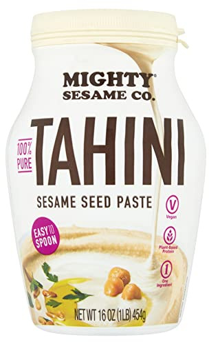 Mighty Sesame Co. Tahini Paste 454 g | Pasta di sesamo macinato pura al 100%, salsa tahini ricca e cremosa per hummus e condimenti, vegana, senza glutine, kosher, halal, keto friendly