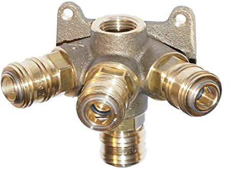 Druckluft-Verteiler Druckluftdose Wanddose Luftverteiler mit 4 Kupplungen Messing