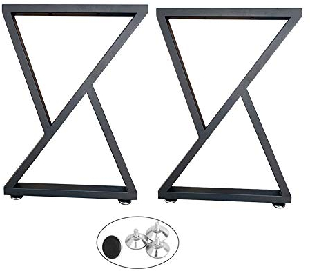 DuANgu Schwarze Eisenbeine für Tisch Bank, Rustikale dreieckige Esstischgestell, Schwerlast Metall Schreibtischgestell, verstellbare Fü?e, H?he 72 cm