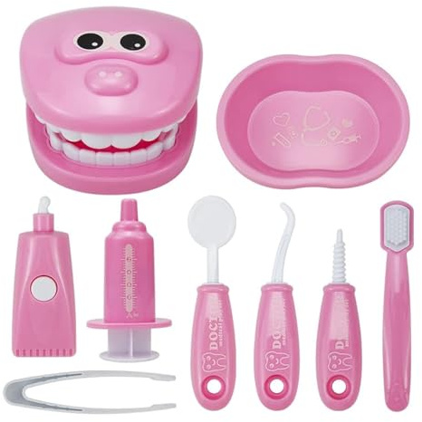 TLHWIN Kit de Juguete para Dentistas de Imitación, Juego Educativo Médico para Escuela en Clase, Regalo de Juego de Rol para Niños y Niñas (Rosa)