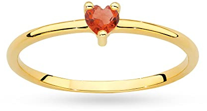 MARKO Damen-Goldring mit Granat 0,15Ct in Form eines Herzens | 14 Karat Gold (585) | Goldring inklusive Box | Goldring für Frauen (Granat, 54 (17.2))