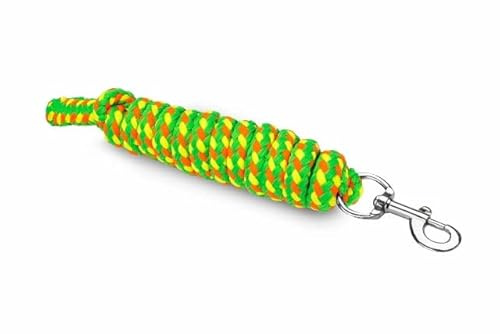 Start Führstrick Pferd 2 m – Stabiler Anbindestrick mit Panikhaken oder Karabiner, weiches Polyestergeflecht, farbig & stylisch (Neongrün/Neonorange/Neongelb, Karabinerhaken)