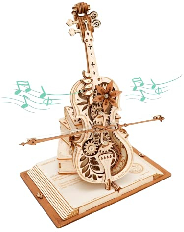 ROKR Magic Cello Mechanische Spieluhr,3D Holzpuzzle Erwachsene,Schreibtischdekoration Geschenk für Männer Frauen