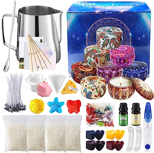 TAVADA DIY Kerzenherstellung Set - Duftkerze Geschenke Kit Mit 8 Kerzendosen und Zubehör für Kerzenanfänger