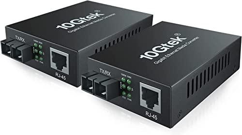 ipolex Convertisseur de média Gigabit Ethernet, Double Port SC 1,25G, convertisseur RJ45 SMF Fibre vers cuivre pour 10/100/1000Base-TX à 1000Base-LX, Jusqu’à 20-km. 2-Pack.