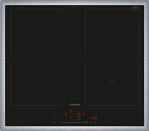Siemens ED645HQC1E iQ500, Smartes Induktionskochfeld, 60 cm, Schwarz, Mit Rahmen aufliegend, Kombi-Induktion, TouchSlider, Bratsensor Pro – Kochen ohne Anbrenngefahr, Flachrahmen